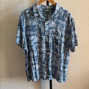 Blue Tropical Hawaian Print Men's Shirt